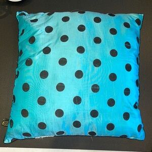 Aqua & black accent pillow 17x17